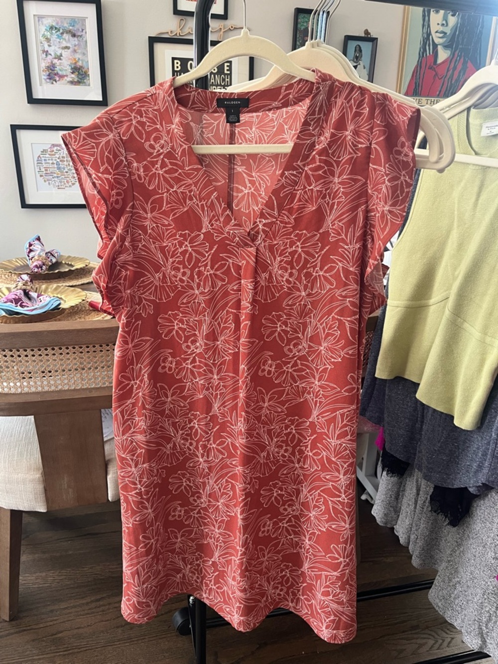 Halogen Coral Floral Mini Dress